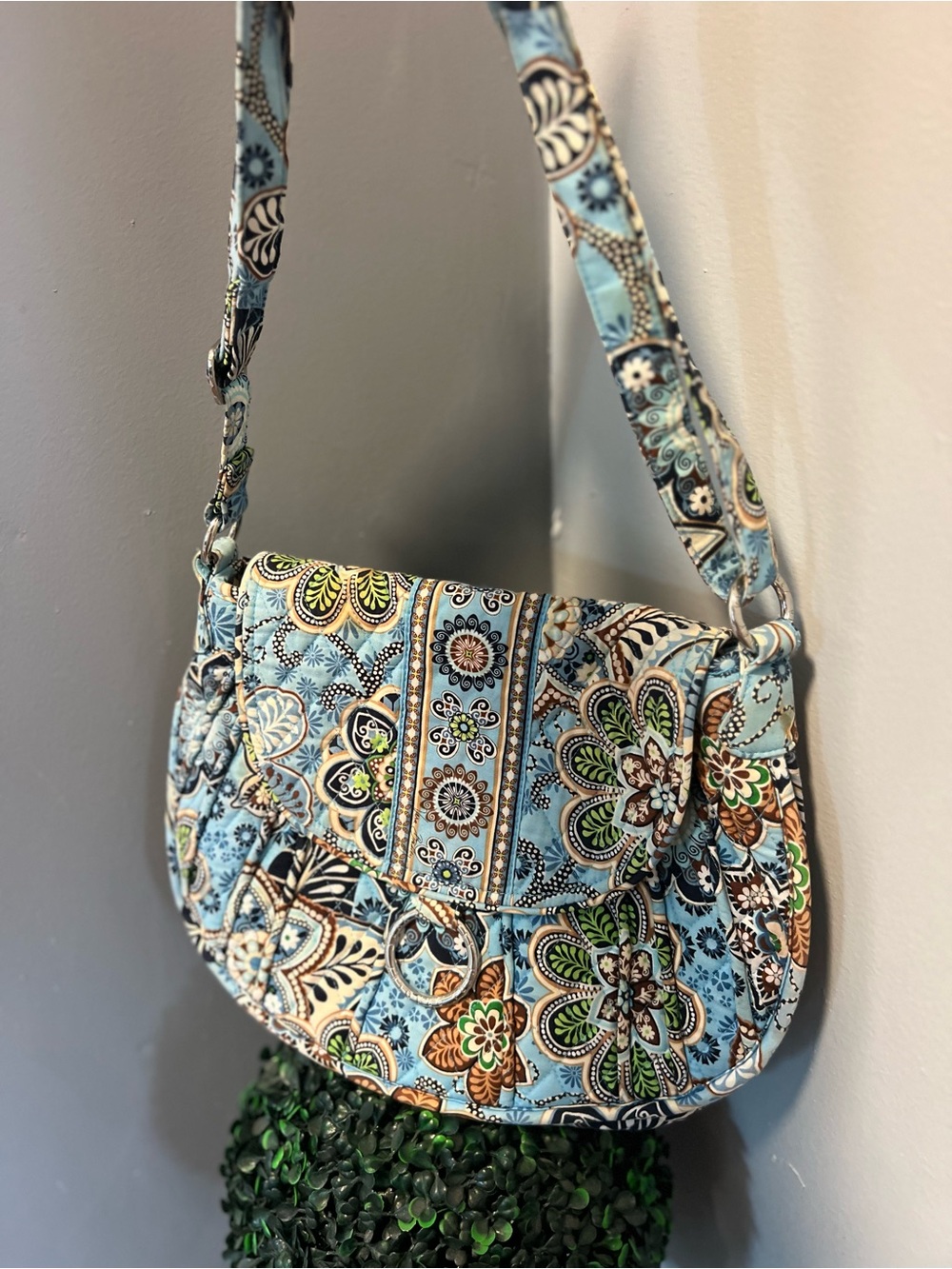 Vera Bradley Saddle Up Bali Blue Crossbody Shoulder Bag Floral Magnetic Flap M - Picture 12 of 16
